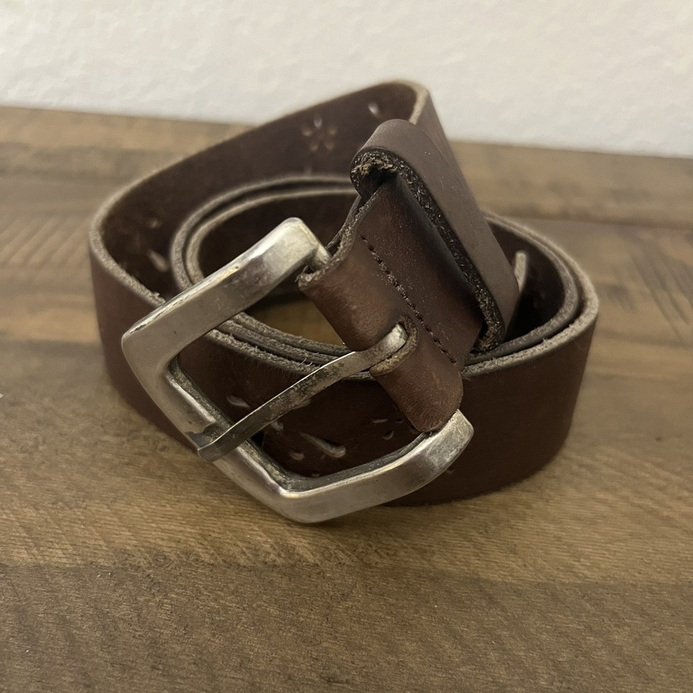 Women's M Belt Vintage Butterfly Cut Out Leather Cottage Granny Core Boho Y2K